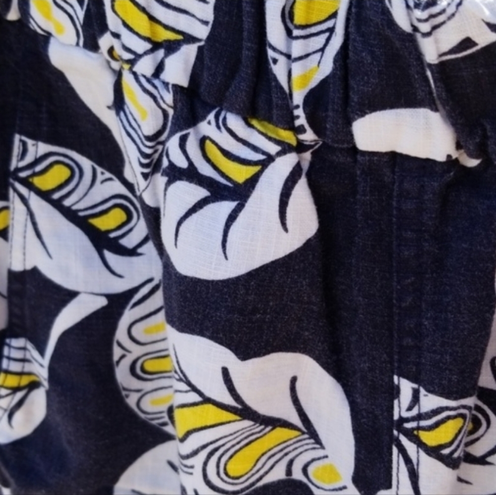 J. CREW Seaside Tropical Frond Jogger Pants 2 Small Navy Linen Blend Joggers - Picture 4 of 7